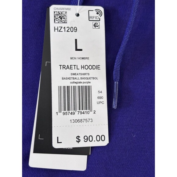 Adidas Trae Young Hoodie Sweatshirt Men Large Purple New Atlanta TraeTL Hawks - Picture 3 of 5